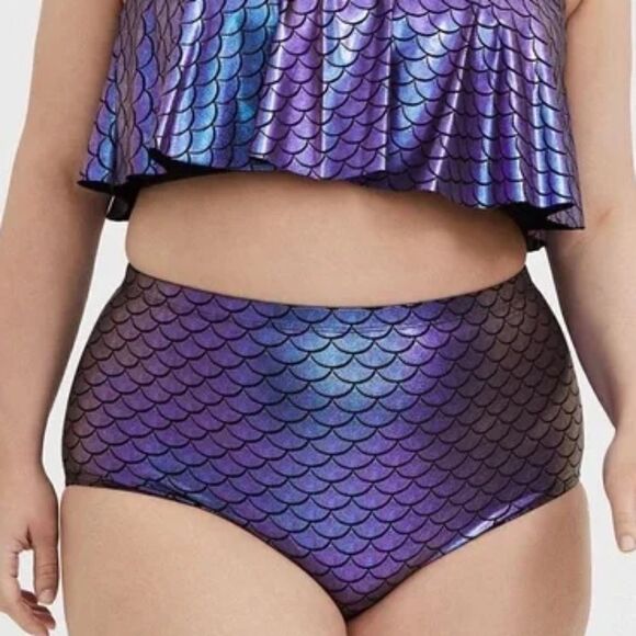 TORRID PURPLE IRIDESCENT MERMAID HIGH WAIST SWIM BOTTOM 4X - Picture 1 of 14